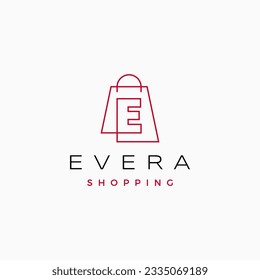 E letter Shop Shopping Bag Logo Vector Icon illustration