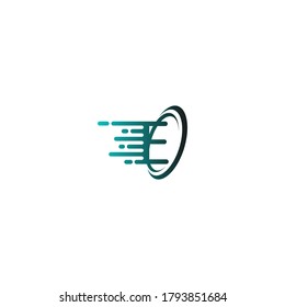 E Letra círculo de velocidad logotipo, letra conceptual E + velocidad de icono + círculo