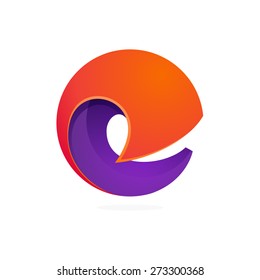 E letter sphere volume logo, vector design template element