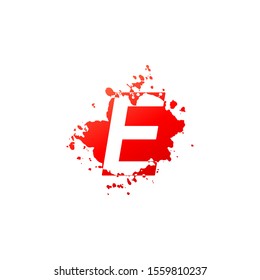 E Letter Splatter logo.  Abstract Design concept blood splash  with hidden letter E logo icon for initial, company identity and more brands.