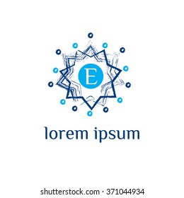 E letter in star shape vector logo template (sign, symbol, emblem, ornament)