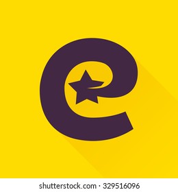 E letter with star. Vector design template elements for your application or corporate identity.