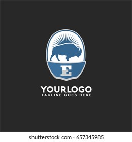 E Letter Steak House vintage Label. Power Business logo