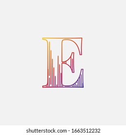 E Letter Striping Outline Logo Symbol, farbige Vektorillustration Design-Vorlage
