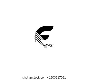 E Letter Stripes Minimalist Shadow Monogram Logo