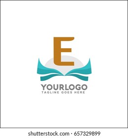 E letter sunset beach typography logo for t-shirt graphics, vectors, surf, and store business