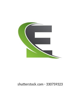 E Letter Swoosh Green Logo