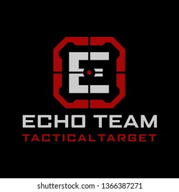 E Letter Tactical target logo design
