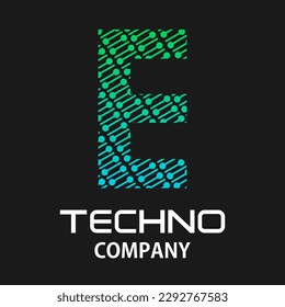 e letter techno template illustration.there are dot with line