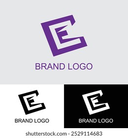 E-Buchstabe typografisches Logo, Vektordesign.