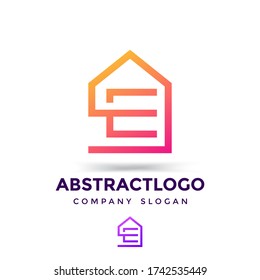 E letter unique logo Design modern Icon simple monogram for real estate home sign template.