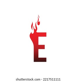 e letter uppercase fire flame hot logo vector icon illustration