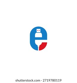 Logotipo del espacio negativo de la letra USB.
