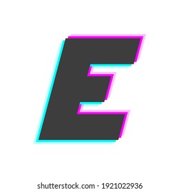 E letter vector glitch,  trendy color font. For mobil app logo, creative poster, design element and more
