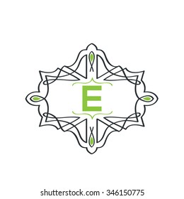 E letter vector logo template (sign, symbol, emblem, ornament)