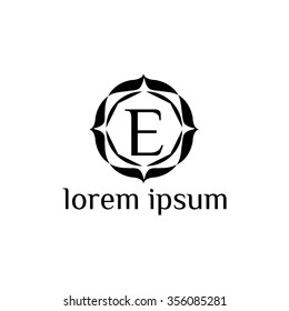 E letter vector logo template (sign, symbol, emblem, ornament)