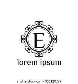 E letter vector logo template (sign, symbol, emblem, ornament)