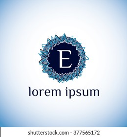 E letter vector logo template (sign, symbol, emblem, ornament)
