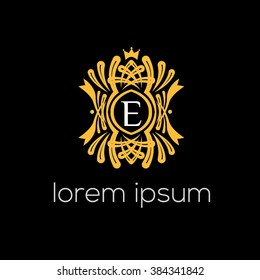 E letter vector logo template (sign, symbol, emblem, ornament)