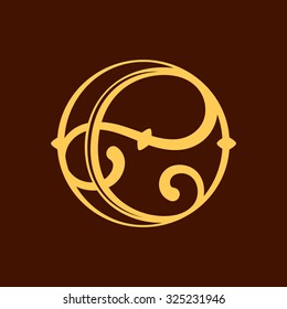 E letter in vintage circle. Vector repair design template elements for your application or corporate identity.