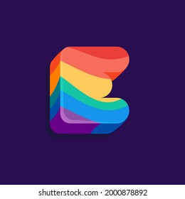 E letter volume logo with Pride LGBTQ flag pattern. Vector Illustration perfect for your rainbow identity, transgender banner, gays and lesbians posters, bisexual design, etc.