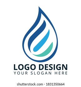 E Letter Water Company Minimalist Logo Design Vector