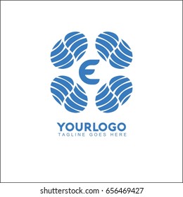 E Letter Water Wave symbol and icon Logo Template vector