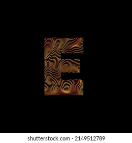 E letter wavy line. E letter with motion wave. Alphabet logo with colorful twisted lines. Creative vector illustration with zebra, sea, print and wavy pattern lines.