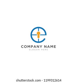 E letter with window and key  Logo Template Design Vector, Emblem, Design Concept, Creative Symbol, Icon
