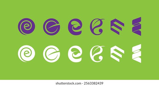 E letterform design. Modern style E alphabet logo design. Monogram or symbol with letter E. Logo design collection.