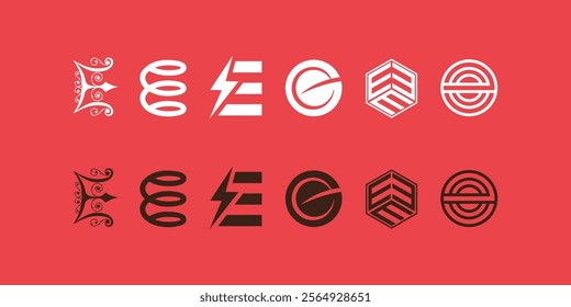 E letterform design. Modern style E alphabet logo design. Monogram or symbol with letter EEEE. Logo design collection.