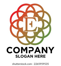 E lettering with square design vector template