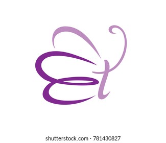 E lettermark for butterfly