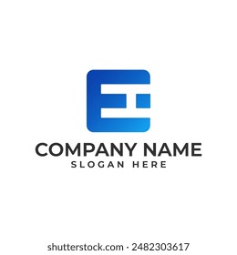 E lettermark in square shape with the logo is in modern and minimalist style