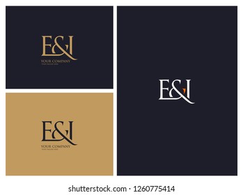 E & I letters Joint logo icon with business card vector template.