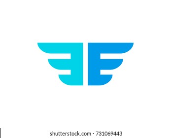 E & E Letters logo concept. Wings logo formed by letters E. Wings Logo abstract design template. Graphic Alphabet Symbol for Corporate Business Identity. Creative Vector element