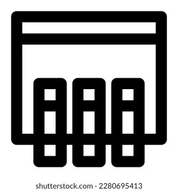 Biblioteca E en el icono de esquema. Aprendizaje en línea, libro electrónico, educación, página web