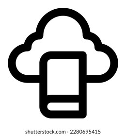 E library in outline icon. Online learning, e book, educational, cloud