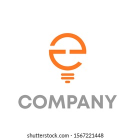 e light bulb logo vector design template sign