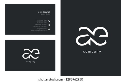 A & E Line joint logo design vector with business card template