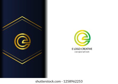 e line lowercase green yellow gold design of alphabet letter with gradient color suitable as a logo for a company or business slogan - Vector