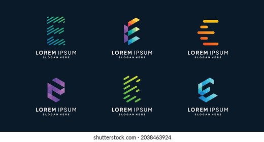Colección de logotipos E con concepto creativo moderno Vector Premium