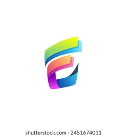 E logo colorful, letter E logo with 3d colorful, business icons