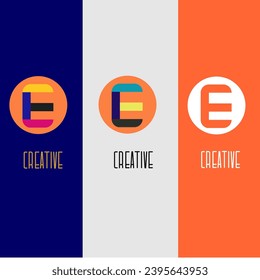 E-Logo bunter, rund um dynamisches futuristisches Symbol, Vektorgrafik-Vorlage