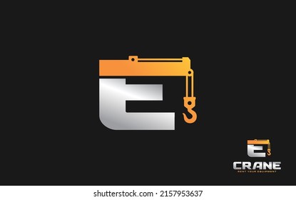 E logo crane for construction company. Heavy equipment template vector illustration for your brand.
