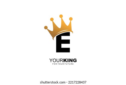 E logo crown for construction company. letter template vector illustration for your brand.