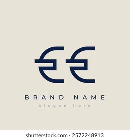 E and E logo design. EE abstract Letters Logo Monogram. This logo design is the process of creating a visual symbol that represents a brand, company, or individual.