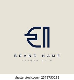 E and I logo design. EI abstract Letters Logo Monogram. This logo design is the process of creating a visual symbol that represents a brand, company, or individual.