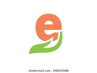 E logo design. E letter logo with hand concept