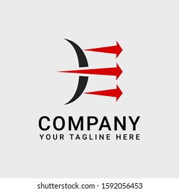 E Logo Design Template With Arrow Icon Vector